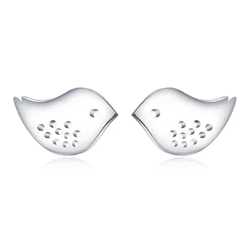

Shineland 925 Sterling Silver Little bird Stud Earrings Silver Jewelry Miniature Finish Cute Fun Quirky Design Earrings