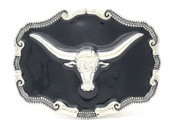 

Black Bull Horn Head Enamel Belt Buckle Western