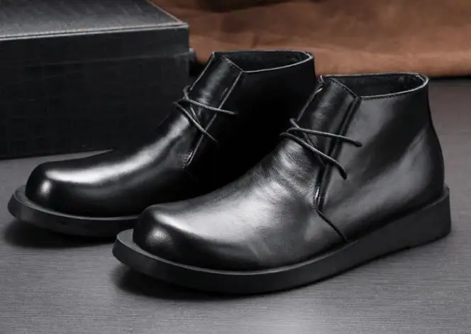 

Men's Big head business casual high-top leather thick soft bottom men's shoes men's Martin boots short boots