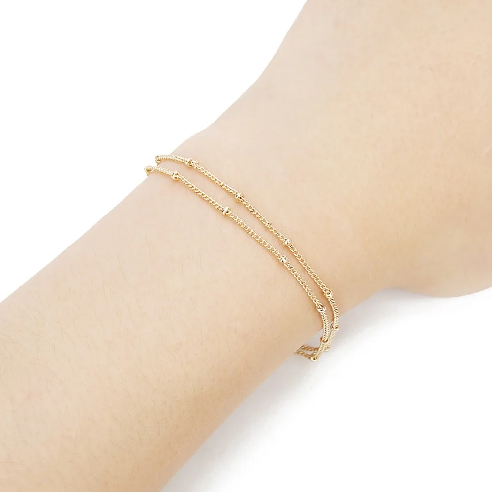 

2018 Gold Chain Bracelet For Women Girls Copper Silver Bracelets Bangles Adjustable Dainty Double-Layer Gift
