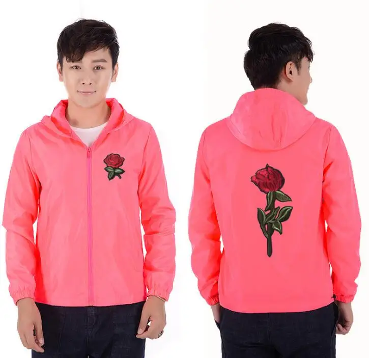 Дропшиппинг Вышивка Роза цветок ветровка куртка мужская повседневная женская куртка Спортивная Куртка jaqueta masculina