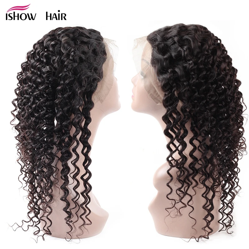 

Ishow 360 Lace Frontal Brazilian Deep Wave Human Hair Free Part Pre-plucked Closure Swiss Lace Non Remy Hair 1Piece 8-20inch