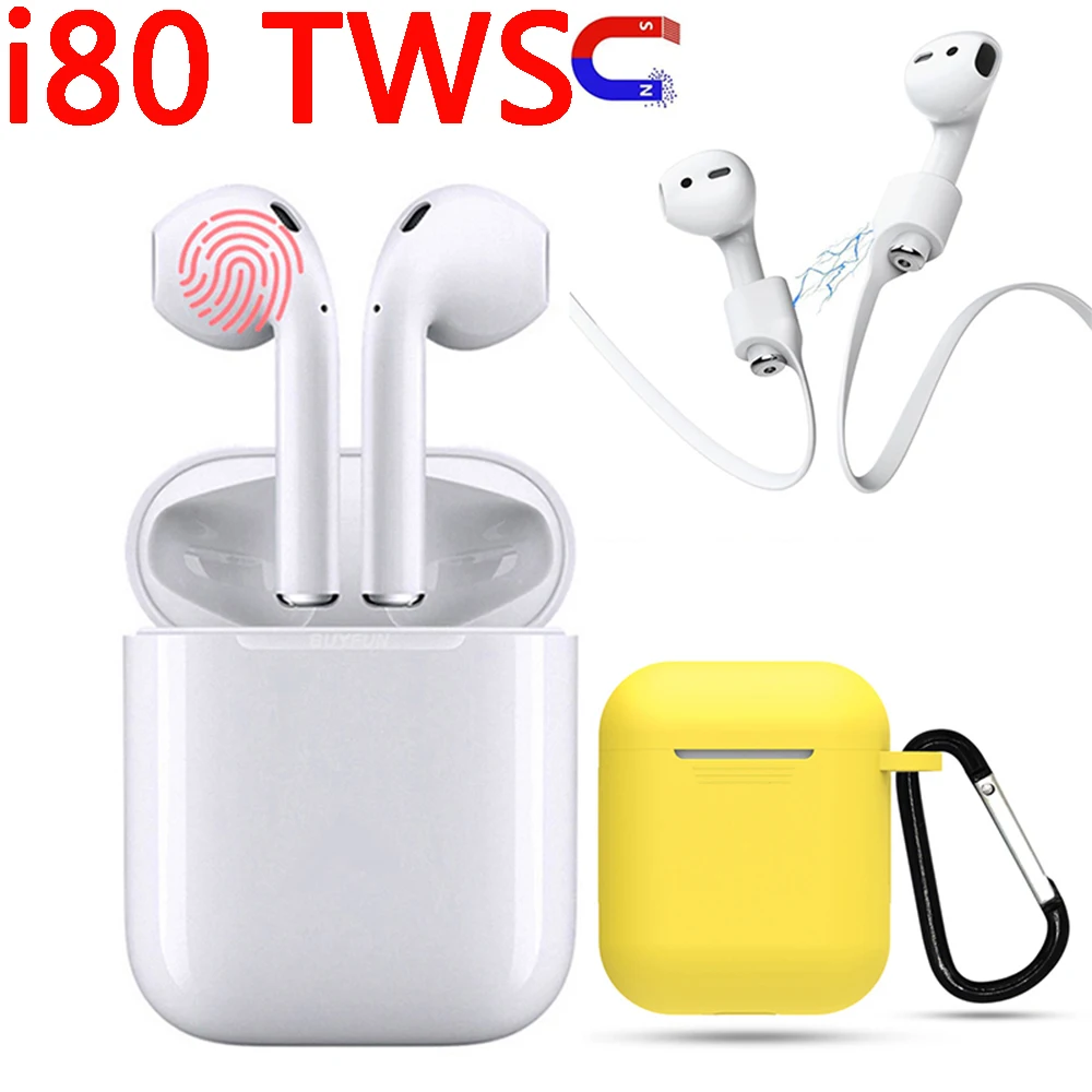 

TWS i80 Bluetooth Earphones W1 Chip Pop Up Earbuds With Charging Case Headset 1:1 Size Earphone For All Smart Phones pk i30 i60