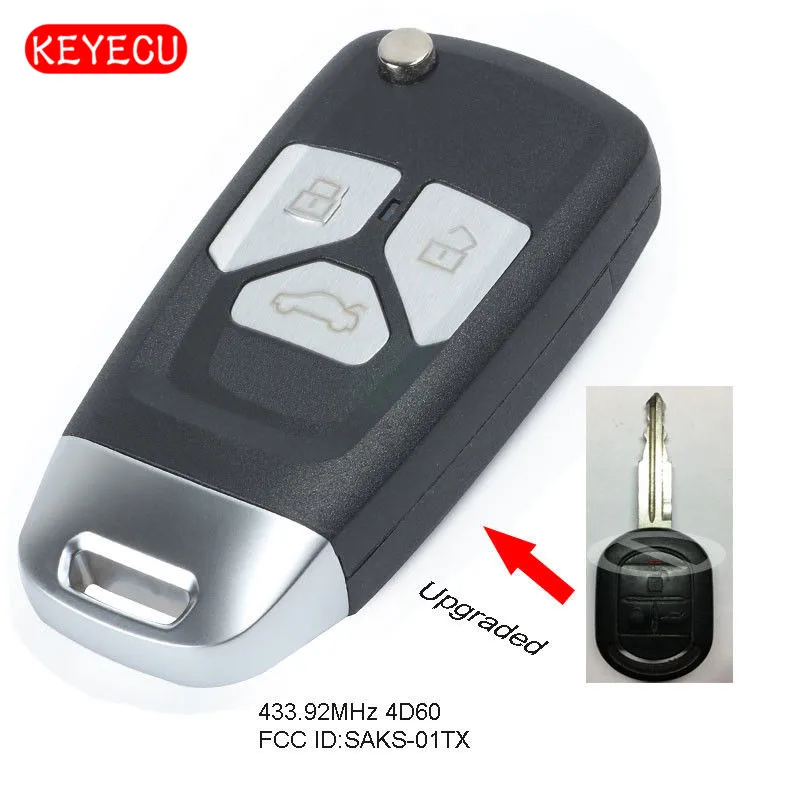 

Keyecu Upgraded Remote Key Fob 433.92MHz 4D60 Chip for Chevrolet Optra Lacetti FCC ID: SAKS-01TX