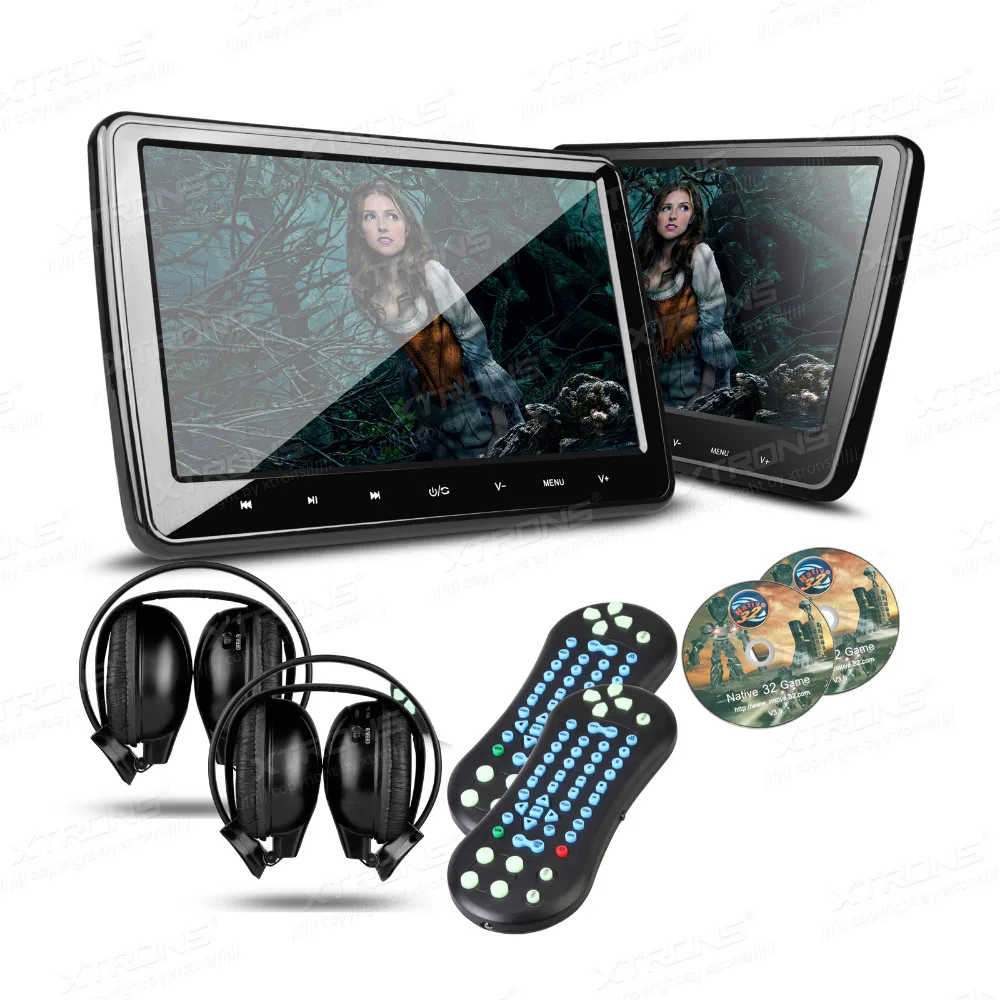XTRONS 1 пара универсальных мониторов 10 ''HDMI HD экран подголовник Автомобильный DVD