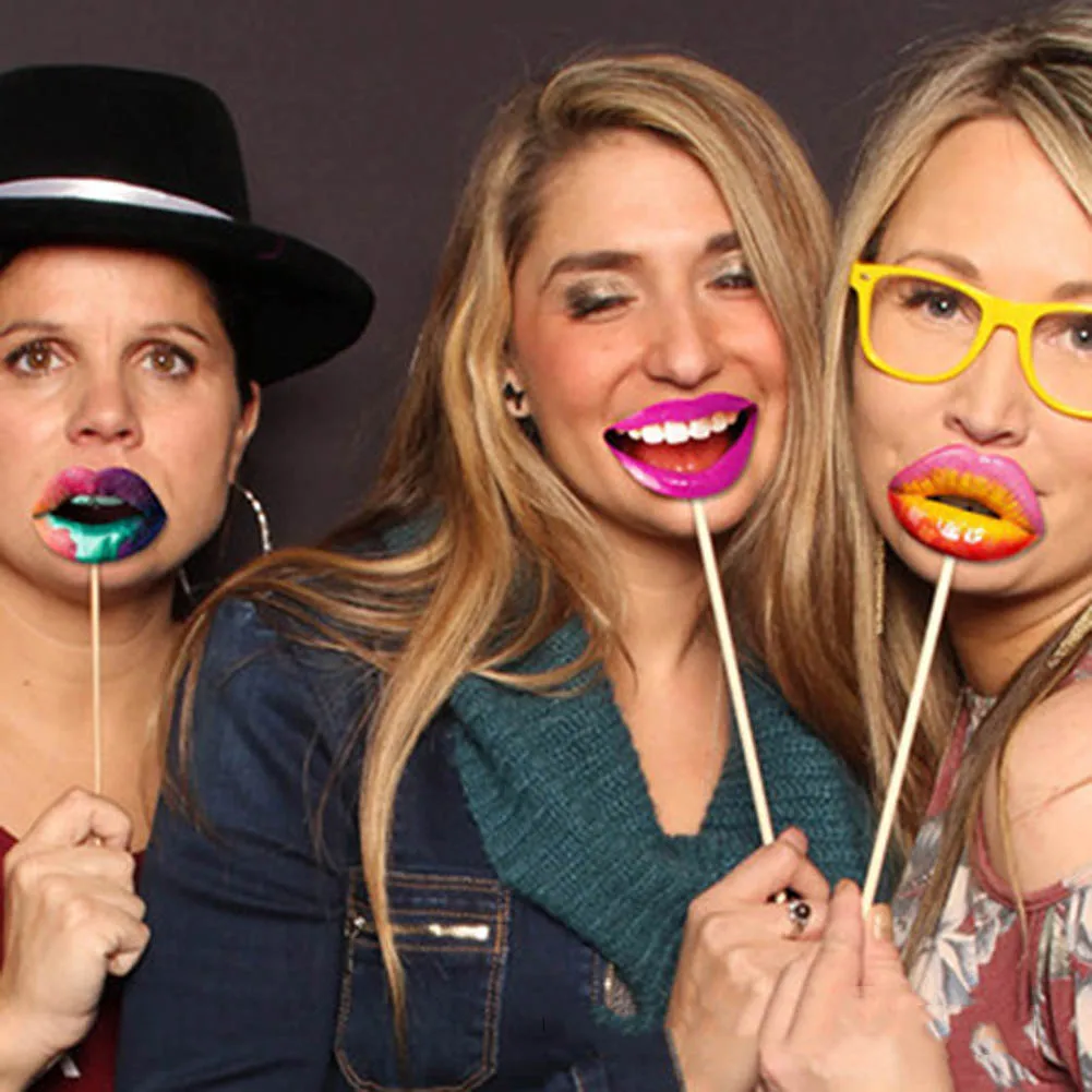 

20pcs Funny Lip Mouth Photo Props Booth On A Stick For Women Girls Wedding Birthday Decor Party Supplies