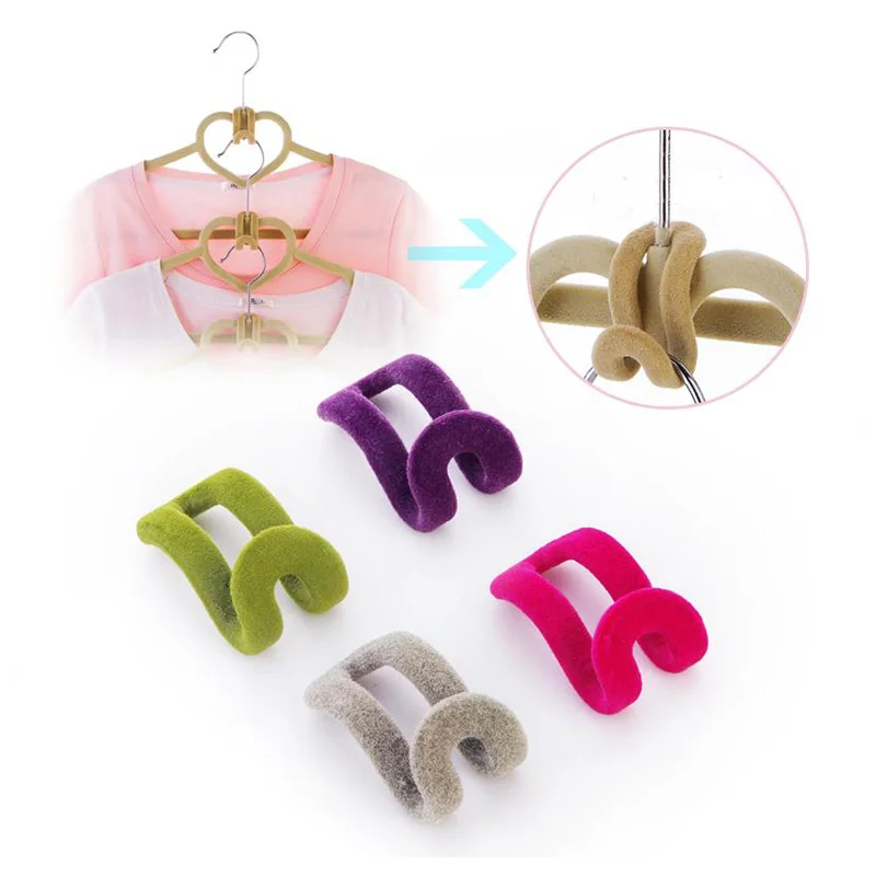 

Home Creative Mini Flocking Clothes Hanger Flocking Holder Easy Anti-Clip Hook Closet Organizer C1063 a