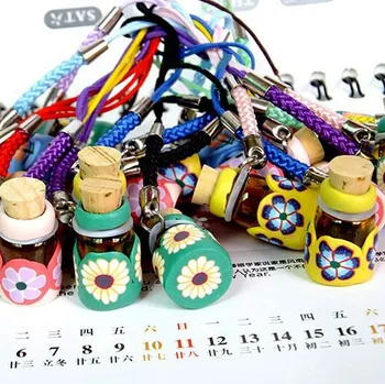 

10pcs/lot Color Flower Fimo Clay Perfume Pendant Fragrance Scented Vials Wedding Gift DC649