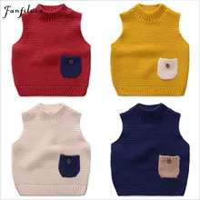 Fanfiluca для маленьких мальчиков Зимние Топы Половина Водолазка из трикотажного хлопка жилет Свитер для девочек карман без рукавов жилет верхняя одежда