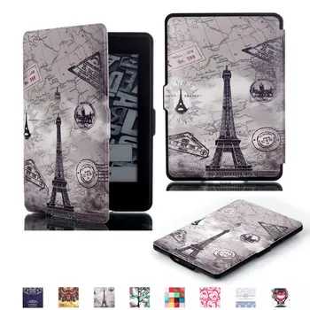 

Brand gligle 50pcs/lot Prints Magnetic Cover Case for Kindle Paperwhite 1/2/3 E-reader Case Protective Shell