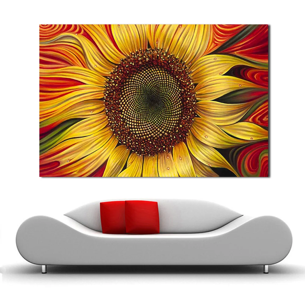 

JQHYART Sunflower Picture Home Decor Living Room Painting Modern Canvas Print Wall Art No Frame