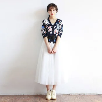 

Spring And Summer Korean Version Of The Veil Skirt Female High Waist In A Long Paragraph A Word Skirt Net Newest 2018