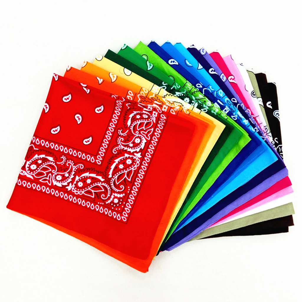 100% Cotton Fashion Bandana Multipurpose Paisley Printing Cowboy Bandanas Square Scarf Headbands Necktie for Men Women 55 x 55cm