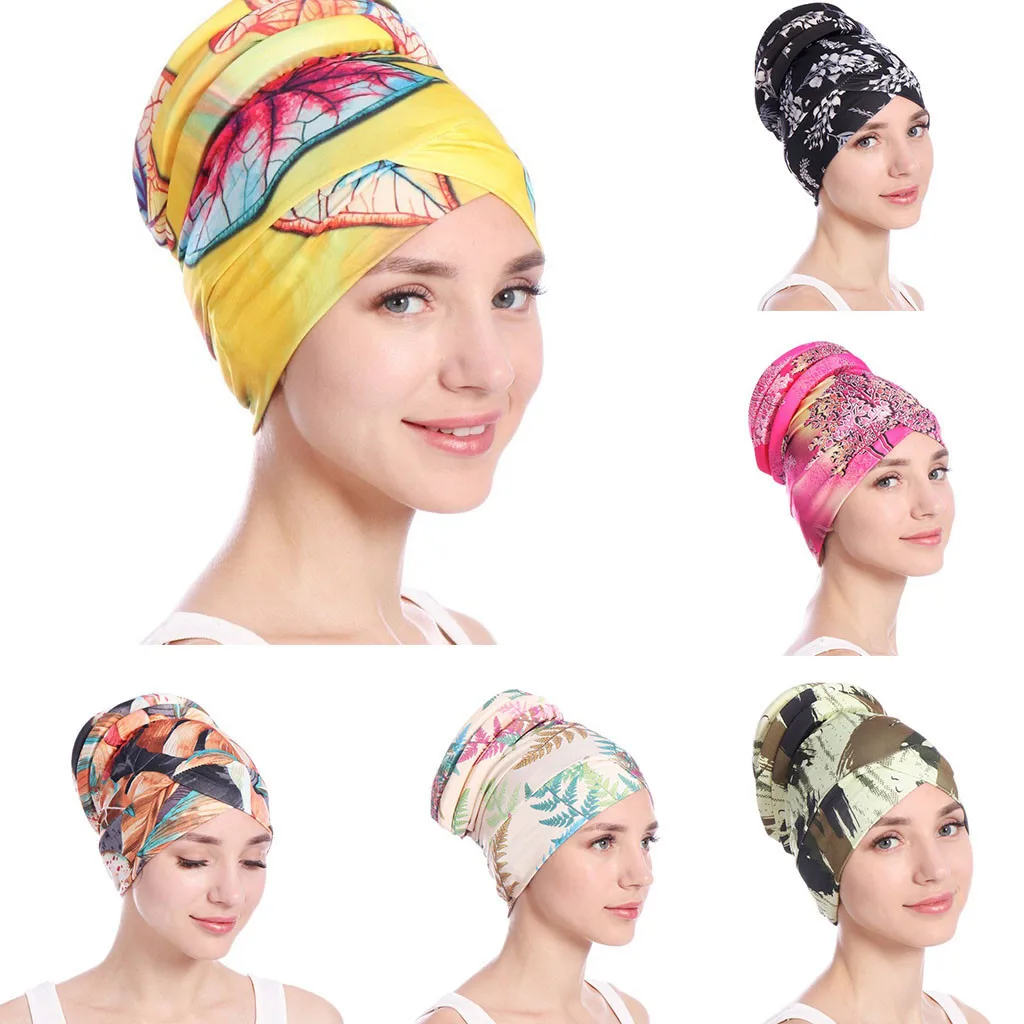 

Female Islamic Muslim Print Soft and Comfortable Turban Cap Scarf Cover Cosmetic Cap Female New Head Cover casquette femme