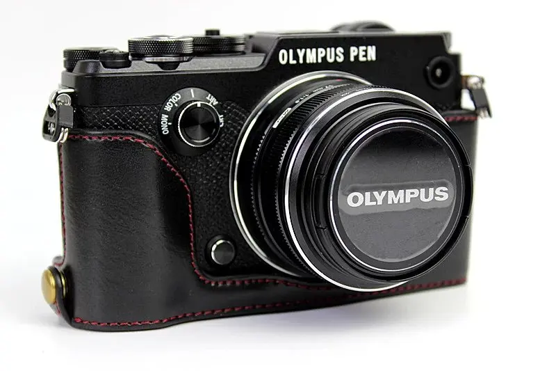 Кожаный чехол для камеры Olympus Pen-F Pen F PENF половина тела сумка для камеры извлечение батареи непосредственно крышка