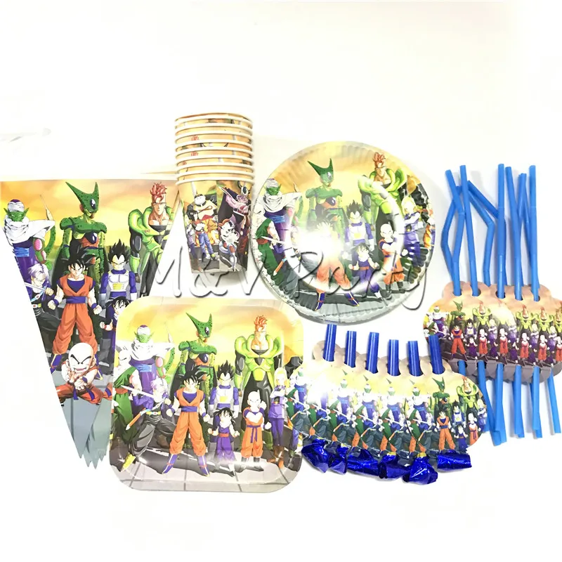 

56pcs/lot Dragon Ball Theme Disposable Tableware Set Paper Plate Cup Birthday Baby Shower Party Tableware Supplies Decorations