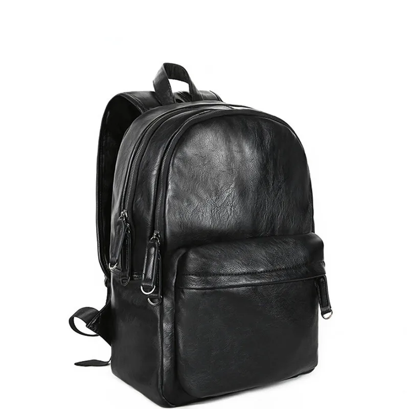 

Solid Backpack For Men Fashion Leather Backpacks Waterproof Anti-theft Bag College Teenager SchoolBag Laptop Backpack Sac A