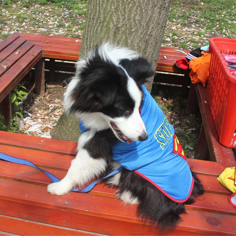 Large Pets Dog Clothes Supperman Summer Mesh Breathable Costume Pet