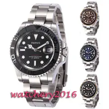Mais novo Hot 41mm Parnis mostrador Azul Aço Inoxidável Fecho de Implantação 21 jóias movimento miyota Automático vidro de Safira dos homens relógio