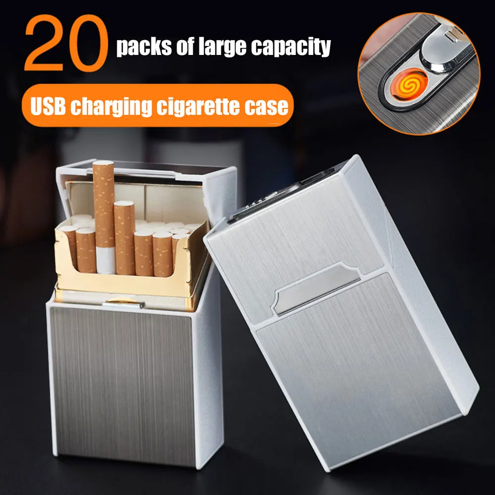 

2-in-1 Cigarette Case Box Charging lighter Touch induction windproof electronic ultra-thin USB cigarette lighter custom Metal X