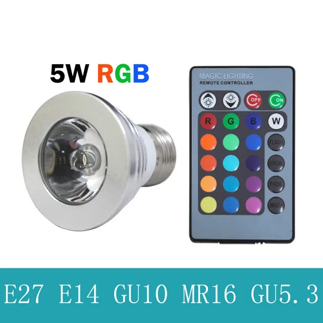 5 W E27 RGB LED Lamp 16 kleuren veranderen stage lamp Dimbare led ... 5 W E27 RGB LED Lamp 16 kleuren veranderen stage lamp Dimbare led ...