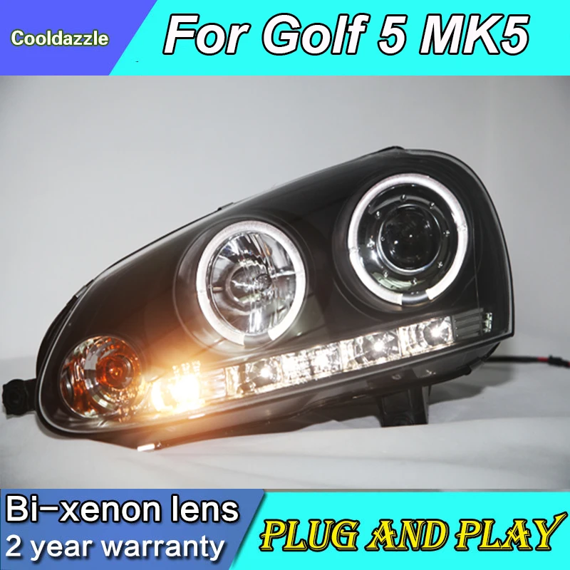 

For Volkswagen Sagitar Golf 5 MK5 LED Angel Eyes Headlights Head Lamps 2003 2004 2005 2006 2007 2008 Year With Daytime Running