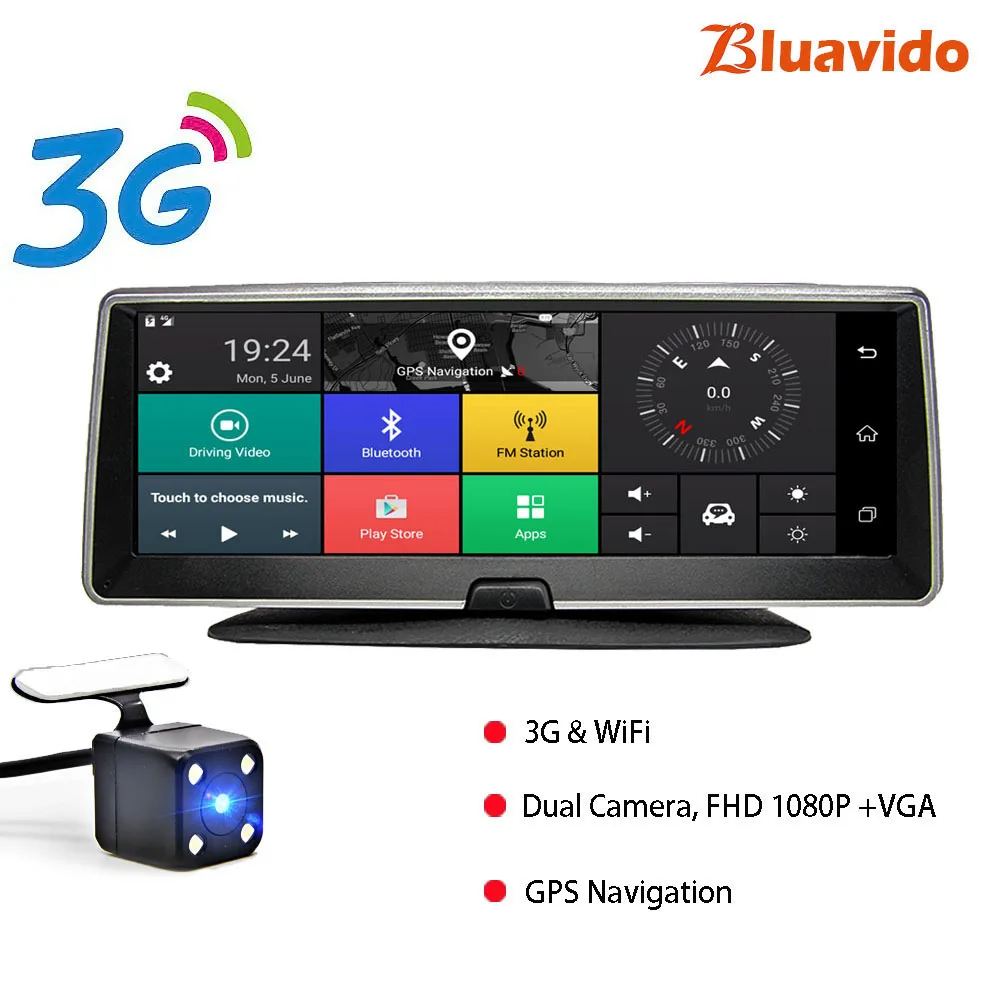 Bluavido 4G android dvr 8 дюймов экран автомобильная видеокамера gps навигация Full HD 1080P видеорегистратор регистратор рекордер удаленный монитор - Название цвета: 3G