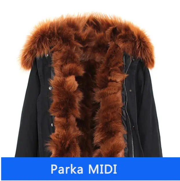 C30 Snowimage Женская Роскошная настоящая опушка из лисьего меха черная парка средней длины большое пальто с капюшоном из меха енота верхняя одежда зимняя куртка - Цвет: C30