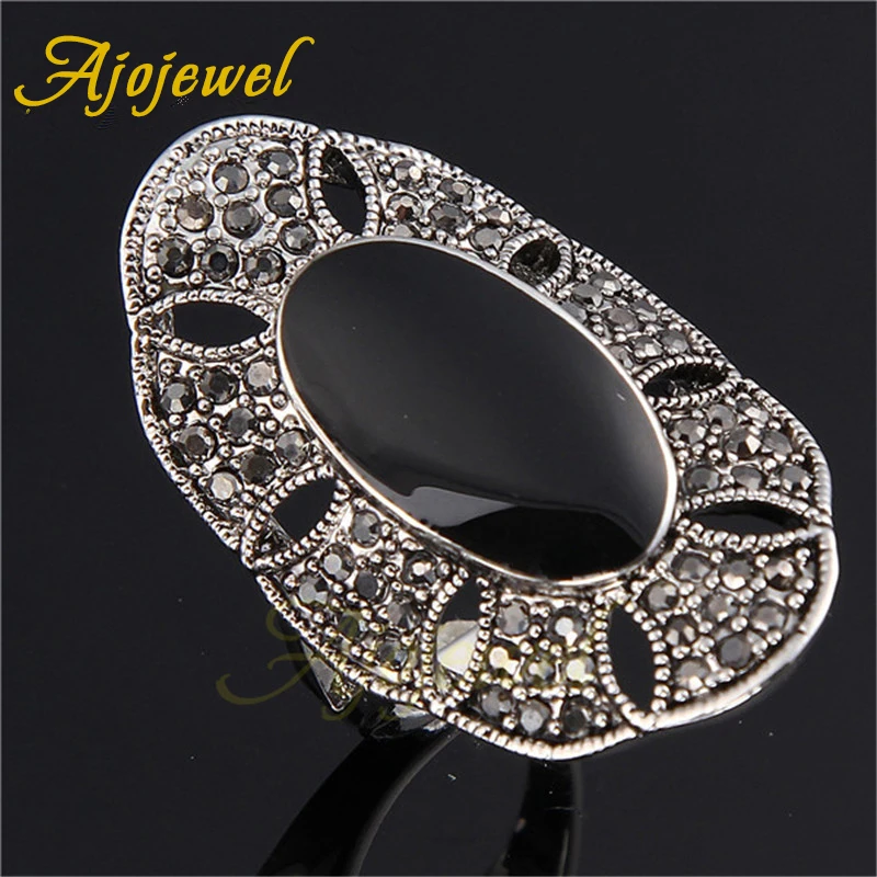 

Ajojewel Oval Shaped Big Rings Enamel Rhinestones Vintage Lady Ring Wholesale