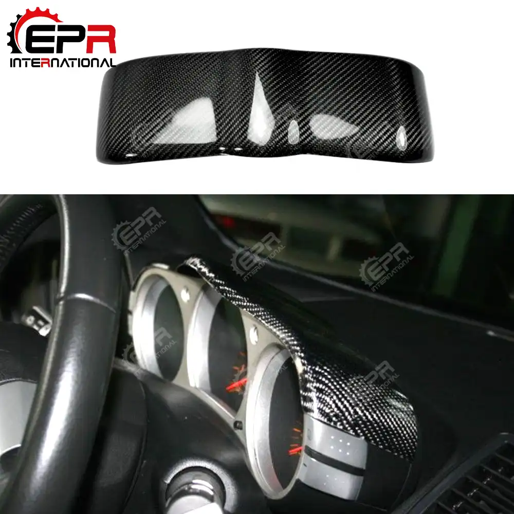 For Nissan 350z Z33 Carbon Fiber Dial Dash Cover Glossy Finish Inner Drift Racing Garnish Fibre Interior Tuning Part Body Kit