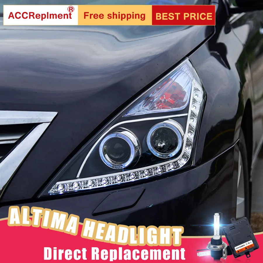 2 шт. светодиодный фары для Nissan Altima 2008-2012 светодиодный Автомобильные фары ангельские глазки комплект ксеноновых фар, Высокопрочная конструкция протовотуманная подсветка Габаритные огни