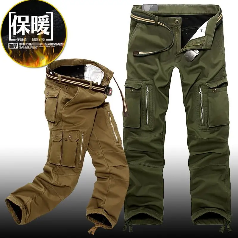 MIXCUBIC армейские тактические теплые бархатные брюки с несколькими карманами, теплые утолщенные армейские зеленые брюки-карго, мужские большие размеры 28-40