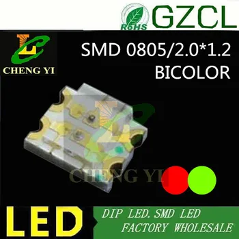 

Bicolor smd led 0805 led diode 2.0*1.2mm RED&Green chip led 2.0-2.5V(CE&Rosh)