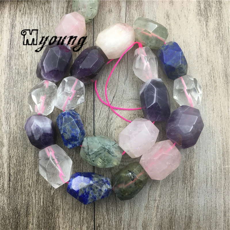 Faceted Nature Stone Drilled Beads,Crystal Quartz Nugget Beads For DIY Jewelry Making MY1564