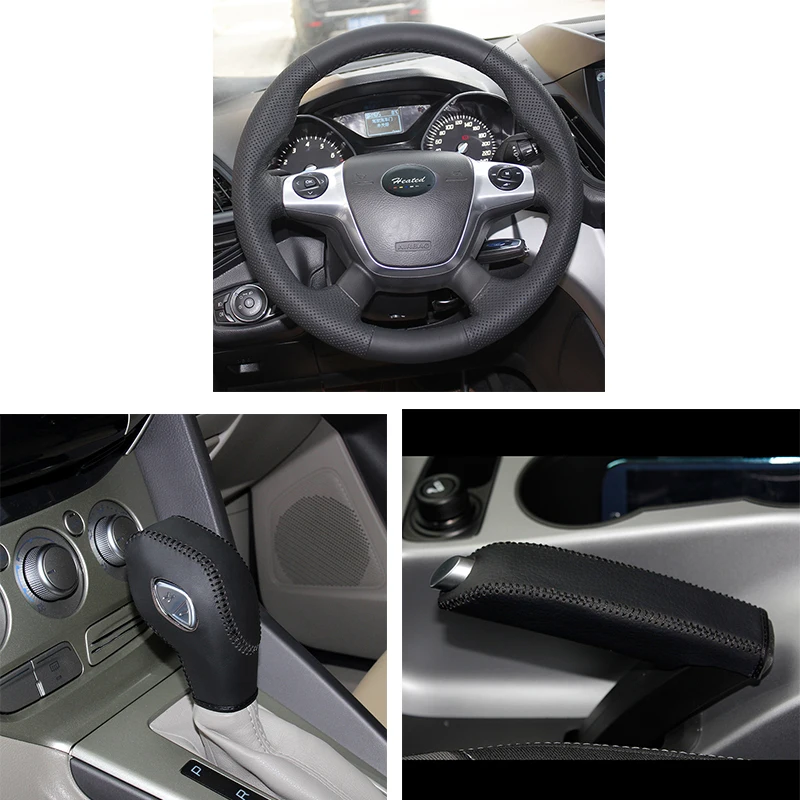 Оплетка на руль для Ford Focus 3 2012- KUGA Escape C-MAX чехол ppc крышка ручного тормоза чехол для рычага переключения передач