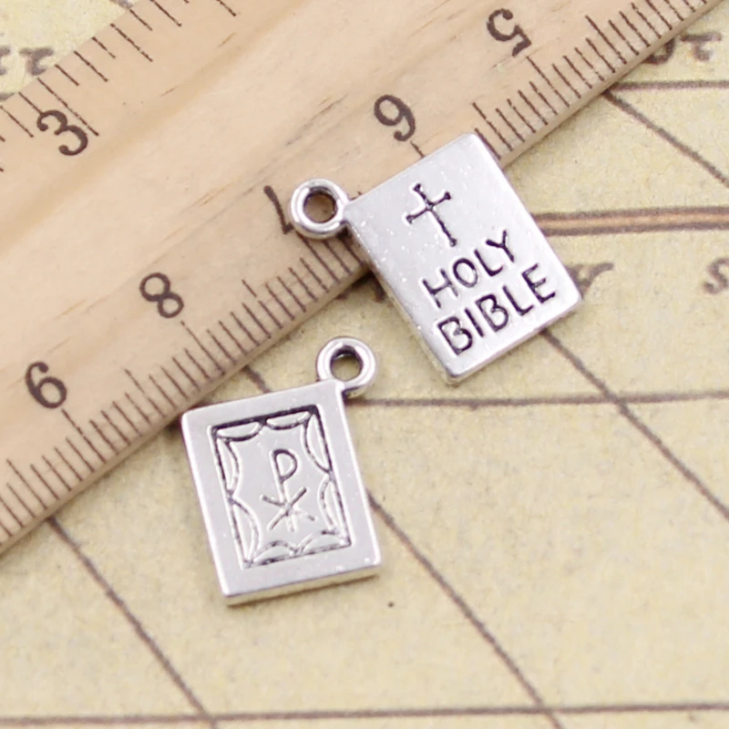 10pcs Charms book holy bible 17x14mm Tibetan Silver Plated Pendants