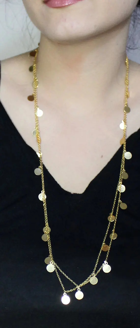 gold plated double chain necklace