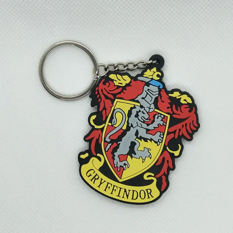 Хогвартс Школа колдовства и волшебства брелок Гриффиндор Hufflepuff Ravenclaw Слизерин Забавный мультфильм ПВХ брелок подарок - Цвет: 203