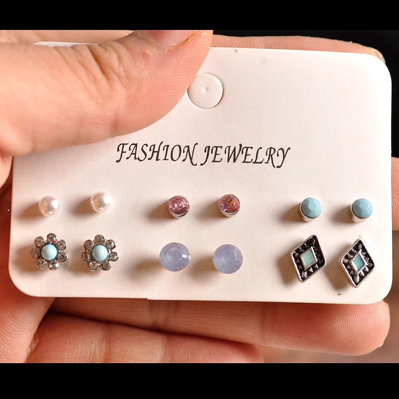 

Fashions and gorgeous women's Jewelry Girls Birthday Party, pearl ear nail geometric mix 6 pairs of /set set of earrings