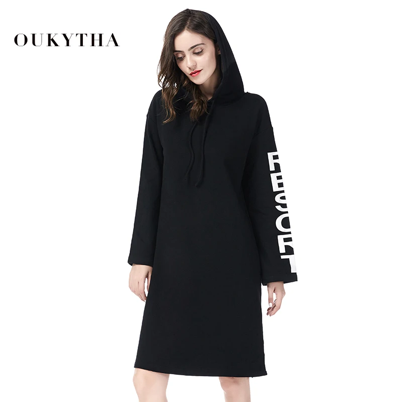 

Causal Women Hoodies Dress Autumn Long Sleeve Pullovers Sweatshirts Letter Print Female Hooded Clothing For Lady Winter GGZ18105