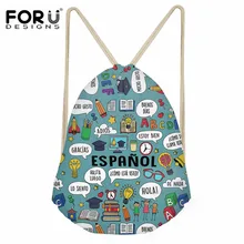 FORUDESIGNS/стильная Полиэфирная Сумка на шнурке, испанский учительский рюкзак с принтом, повседневный рюкзак на шнурке для девочек и мальчиков, детская школьная сумка