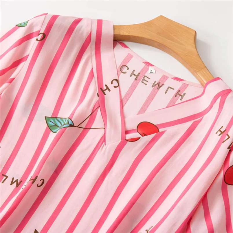 Для женщин с модным принтом пижамы с принтом пижамы комплект из 2 предметов ночное летний комплект шифоновое платье комплект 40al30