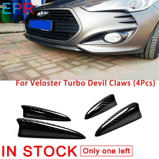

Carbon Devil Claws For Hyundai Veloster Turbo Carbon Fiber Front Bumper Canard(4pc)Body Kit Tuning Trim Accessories For Veloster