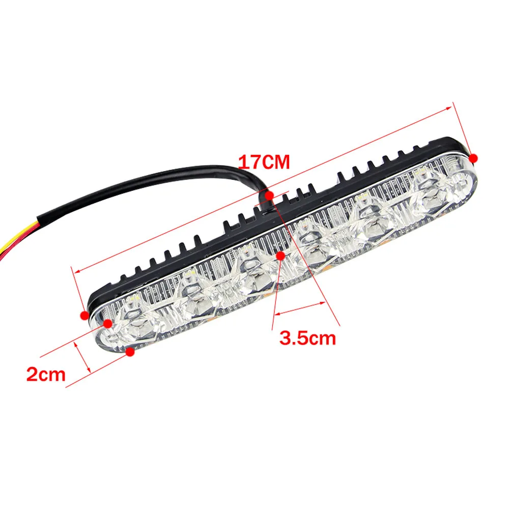 2 шт. светодиодный светильник для дневных ходовых огней, водонепроницаемый, 12 В, 6 SMD, универсальный указатель поворота, комплект DRL, белый, желтый, синий, Дневной светильник, автомобильный светильник для вождения