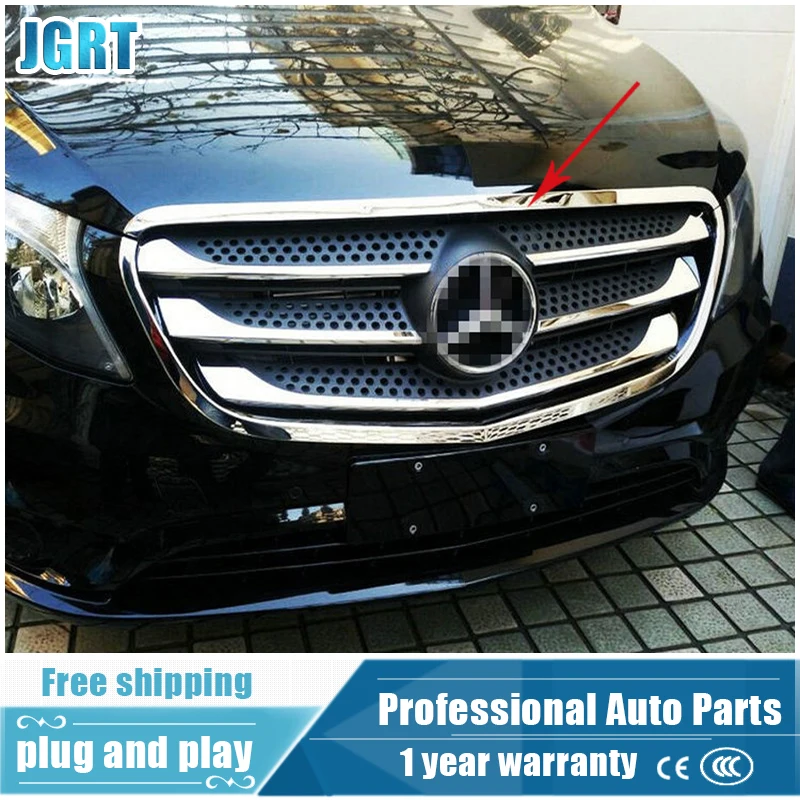 

car styling for Mercedes-Benz vito 2016-2017 Stainless steel Upper and lower middle net frame trim bar cover frame