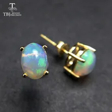 TBJ, натуральный Эфиопский Опал, драгоценный камень, простой и классический дизайн, серьги из стерлингового серебра 925 пробы, ювелирные изделия для девушек и женщин с коробкой