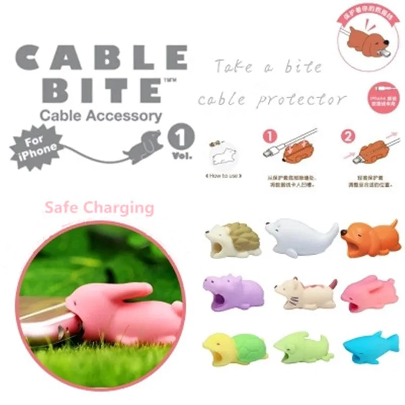 

Animal Bite USB Cable Protector Cable Organizer Data Line Management Charging Safe Protection Cable Winder For iPhone 5 6 6s 7 8