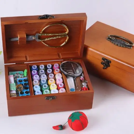 

Wooden Box Handmade DIY Sewing Tools Scissors Multipurpose Sewing Tools Accessories Home Supplies Travel Portable Sewing Kit
