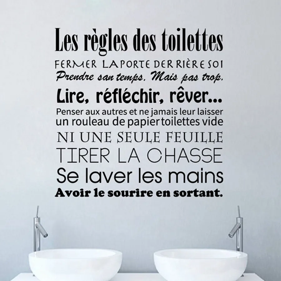 Avoir Images Bathroom Stickers French Toilet Rules Vinyl Wall Art Decals Mural le plus cool par