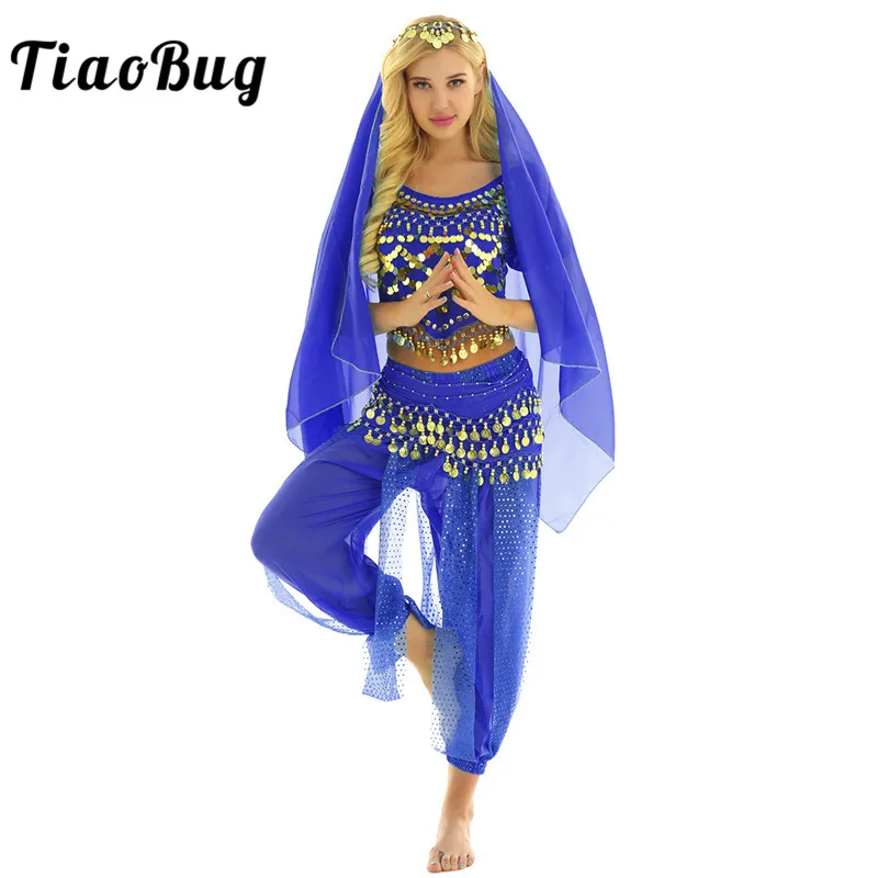Hot Sale Indian Belly Dancing Halloween Performance Wear Costumes Chiffon Sequin 